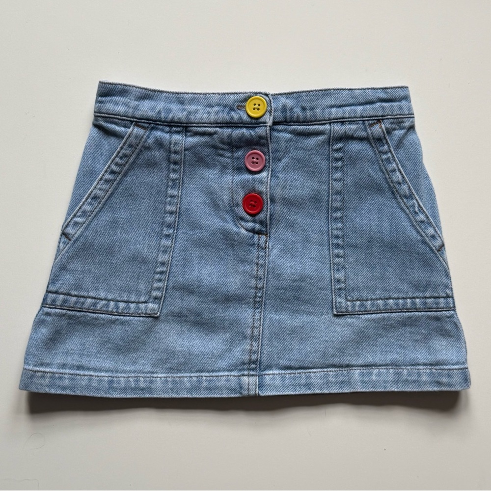 Mini Boden Light Blue Denim Button Skirt - Size 5-6Y